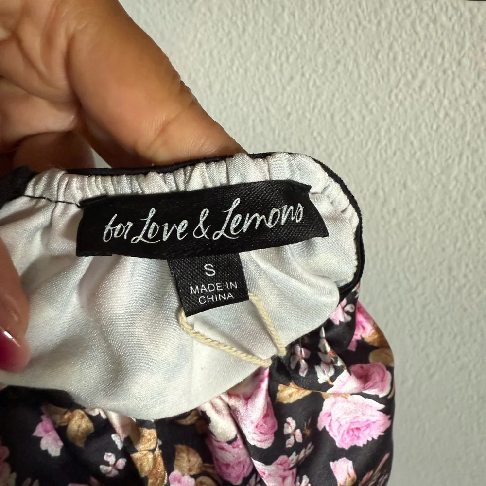 For Love And Lemons Black and Pink Floral Midi Dress - Picture 5 of 5